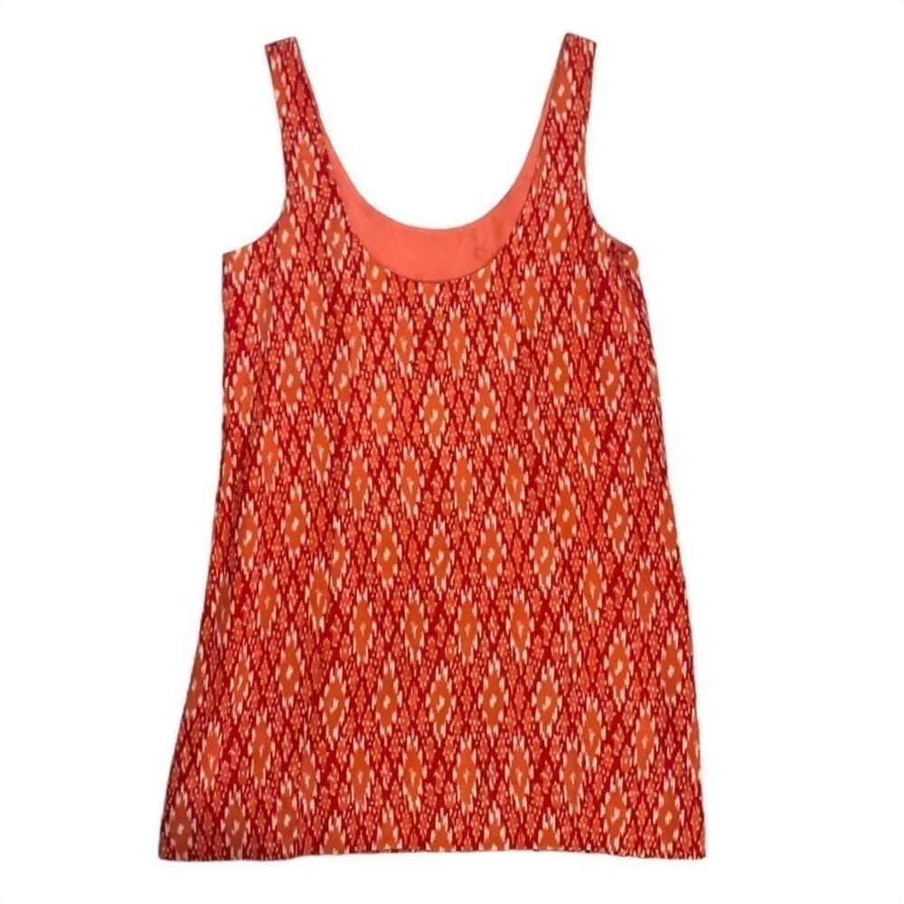 Joie Dawna Ikat 100% Silk Sleeveless Tank Mini Dress in Spiced Coral Size XS - Picture 5 of 11